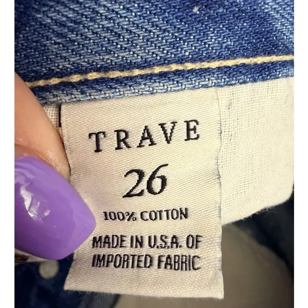 TRAVE Distressed Straight Leg Jeans Raw Hem Cropped 26 - Picture 6 of 10
